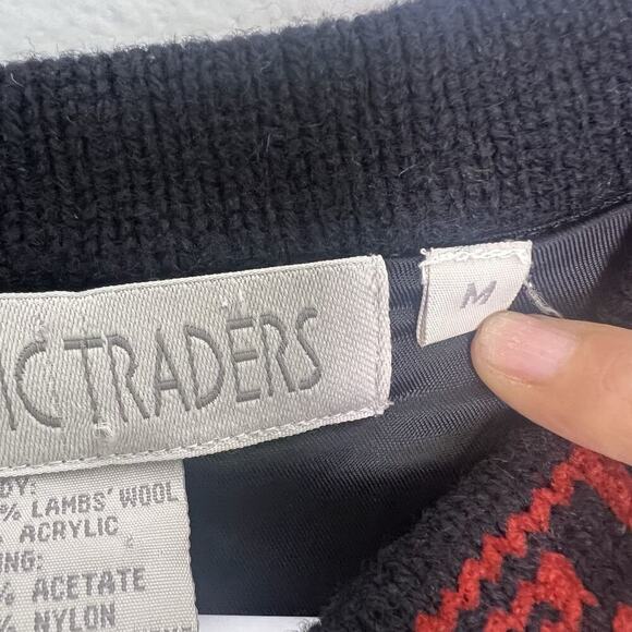 Vintage Nomadic Traders Womens Sz M Floral Zip Up Cardigan Lambs Wool Blend - Picture 10 of 13